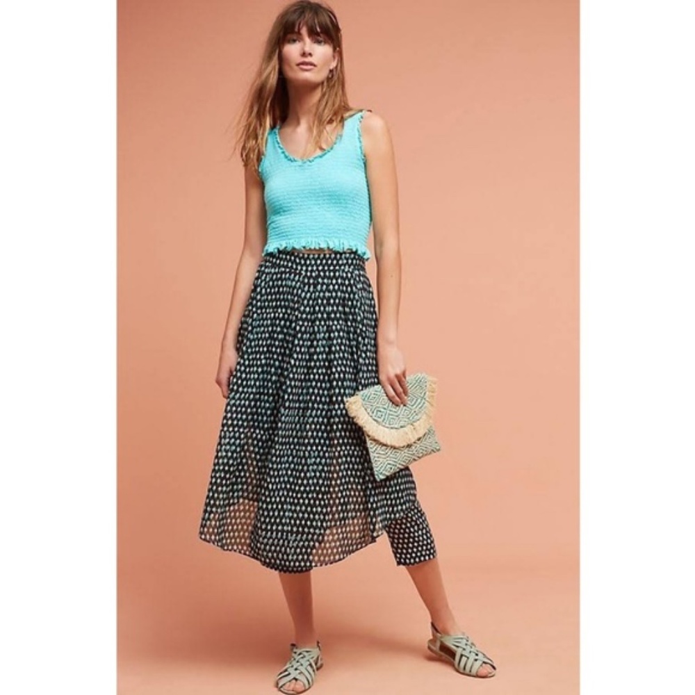 Anthropologie, HD in Paris, Navy Waterfront Skirted Pants, Size 6